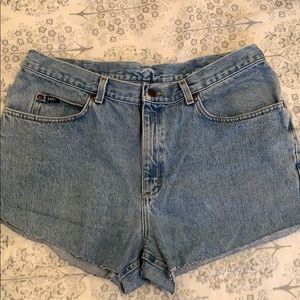 High-waisted denim cut offs